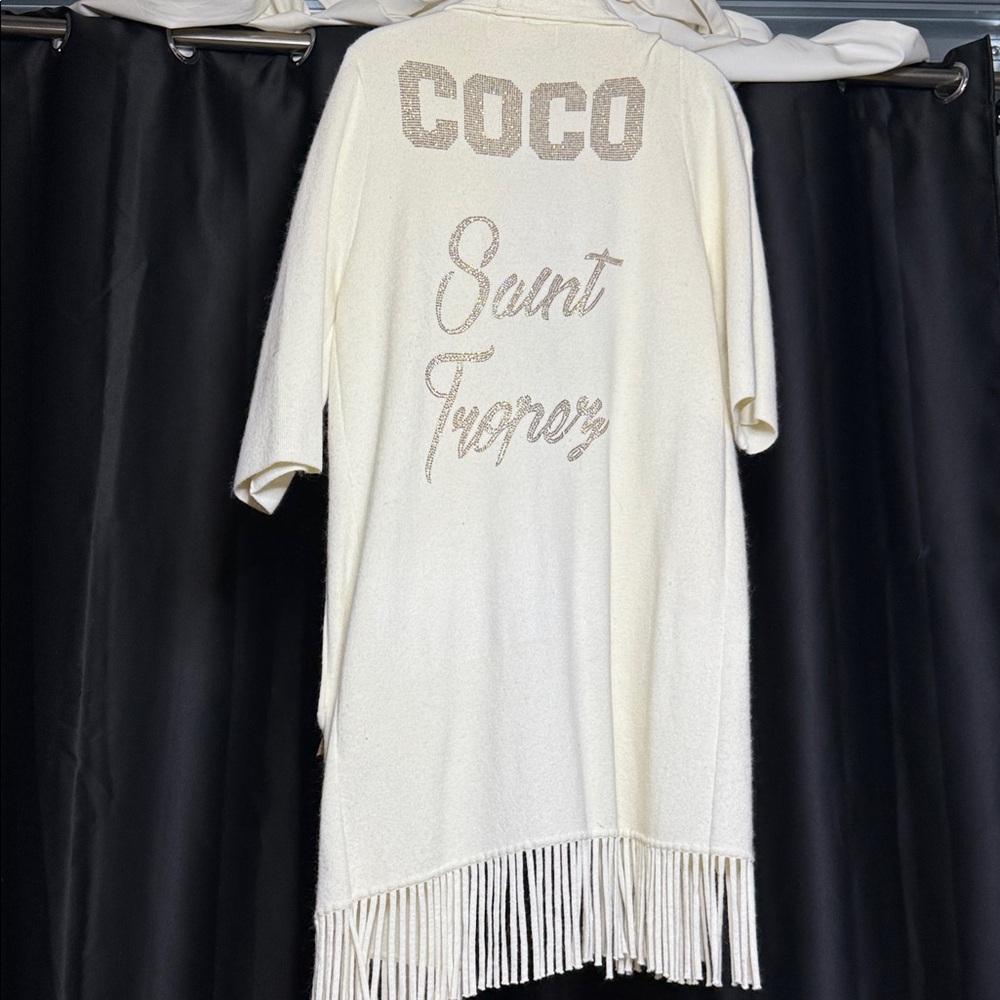 Coco Saint Tropez Fringe Cardigan size S/M